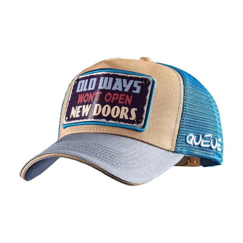 Queue Caps Old Ways Cap - Beige & Light Blue - قبعة